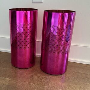 Lilly Pulitzer for Target Pink Hurricane Candle Holders, Set